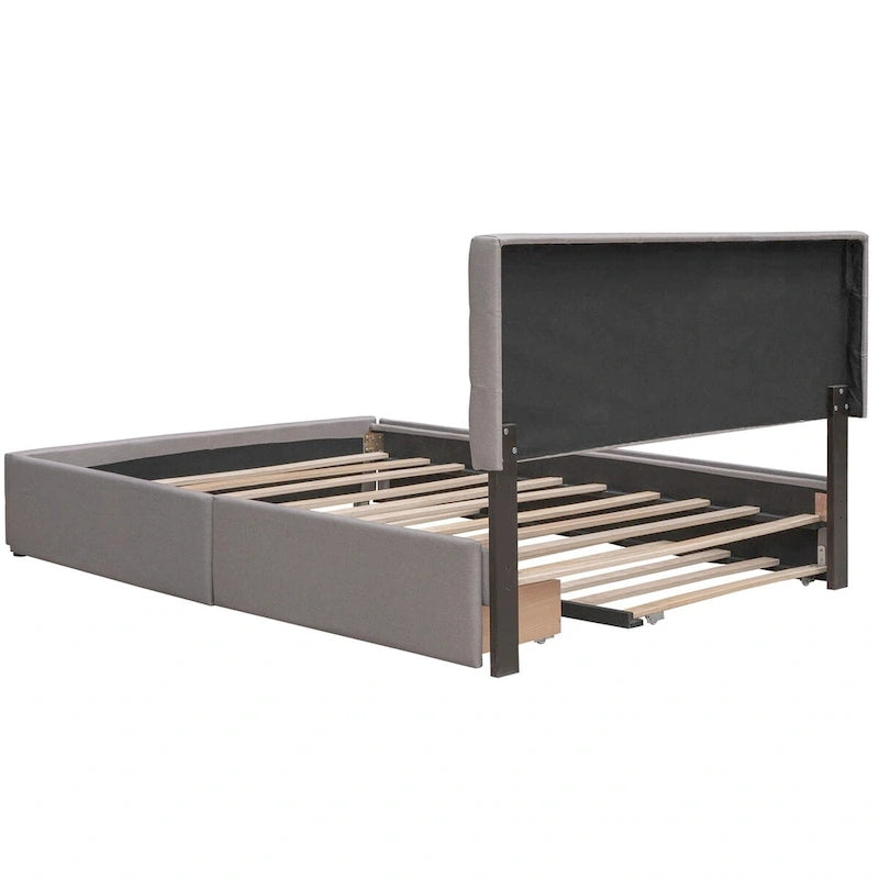 Lit plateforme en tissu de lin