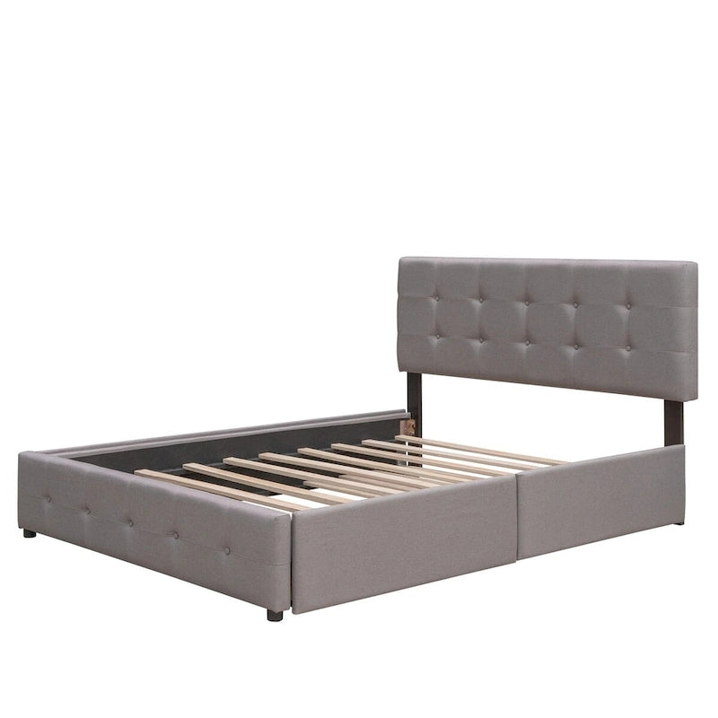 Lit plateforme en tissu de lin