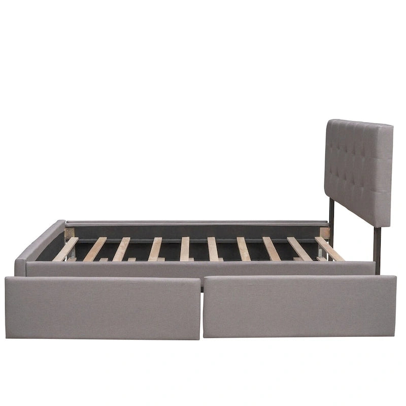 Lit plateforme en tissu de lin