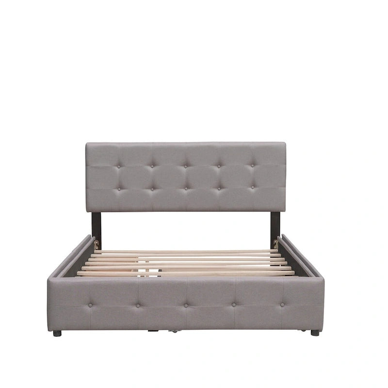 Lit plateforme en tissu de lin