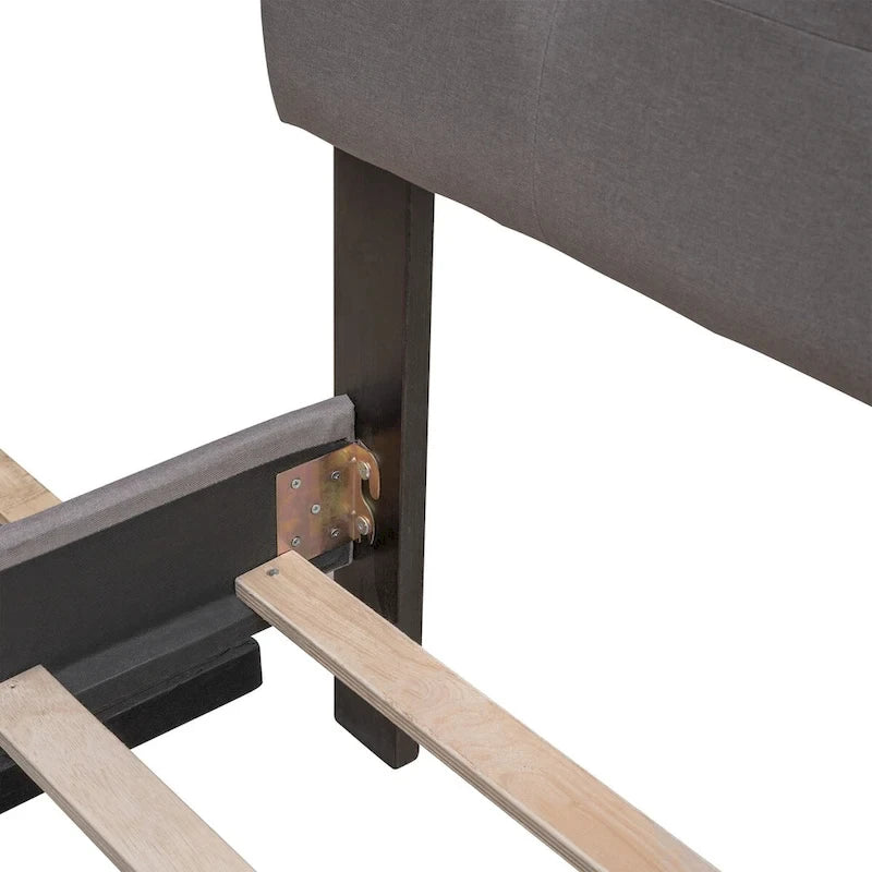 Lit plateforme en tissu de lin