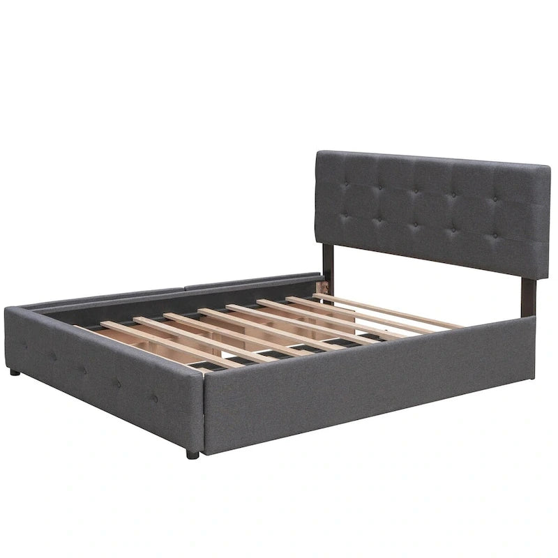 Lit plateforme en tissu de lin