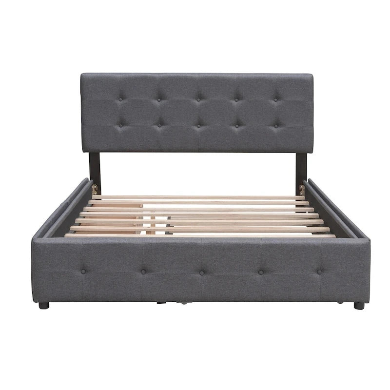Lit plateforme en tissu de lin