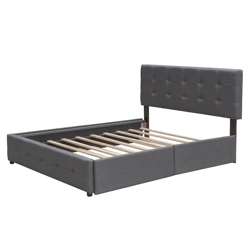 Lit plateforme en tissu de lin