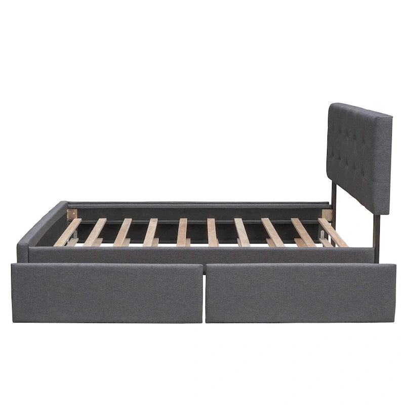 Lit plateforme en tissu de lin