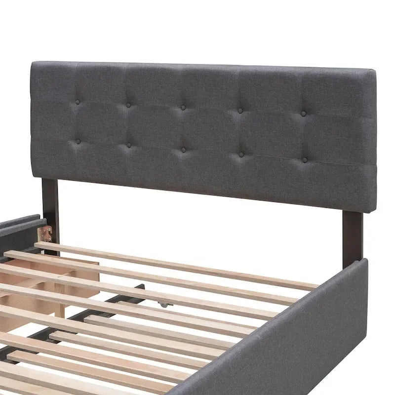 Lit plateforme en tissu de lin