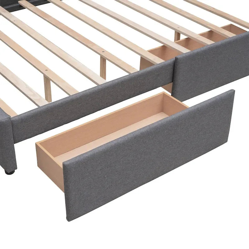 Lit plateforme en tissu de lin