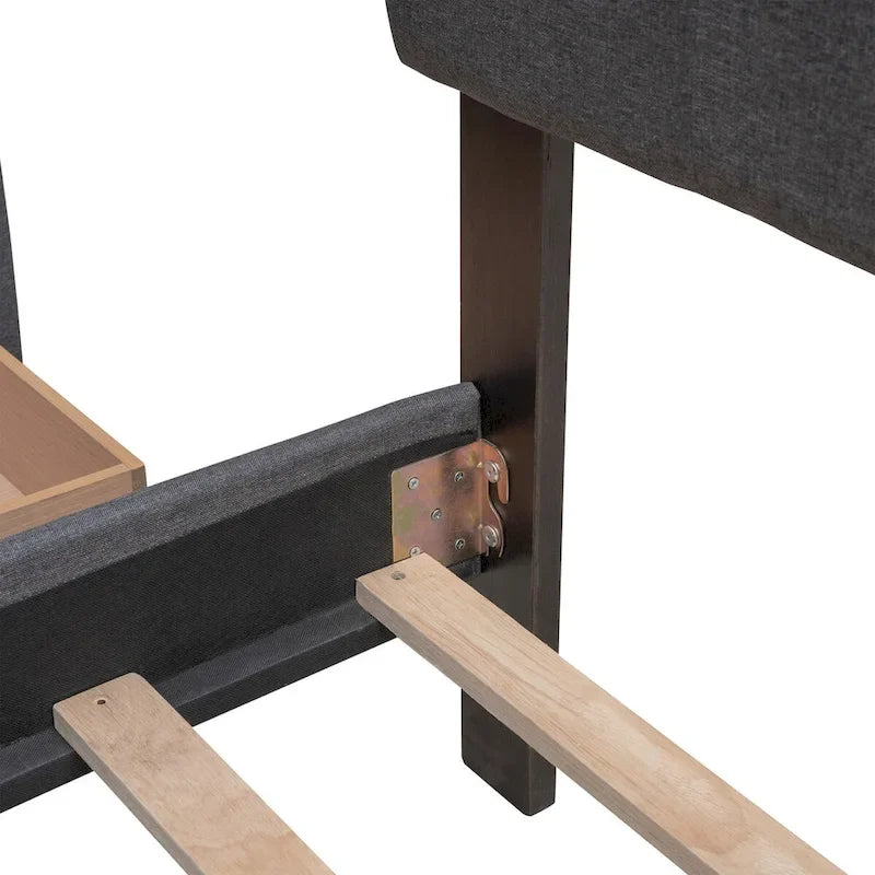 Lit plateforme en tissu de lin