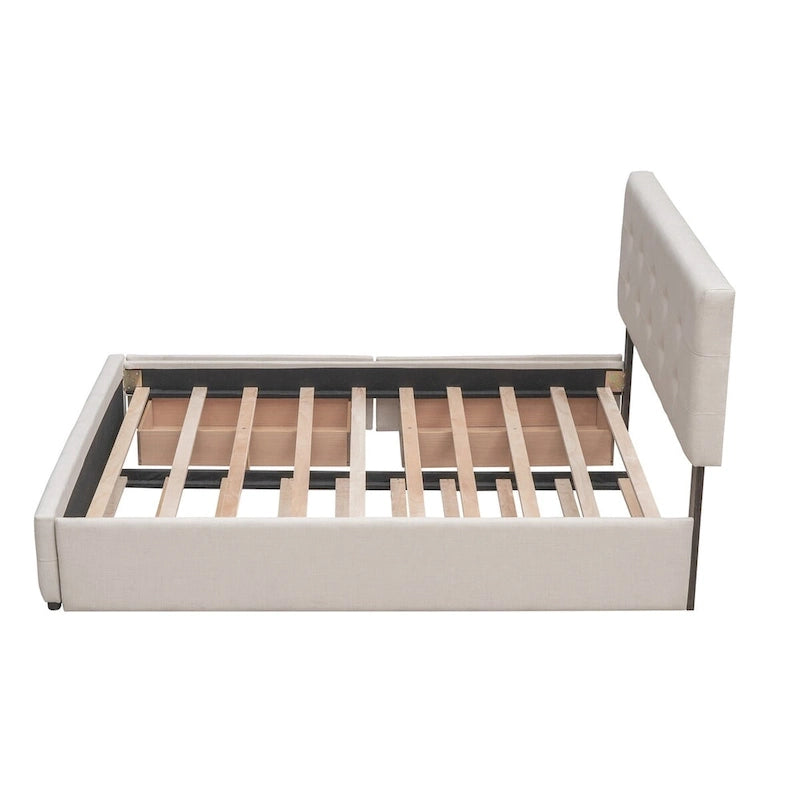 Lit plateforme en tissu de lin