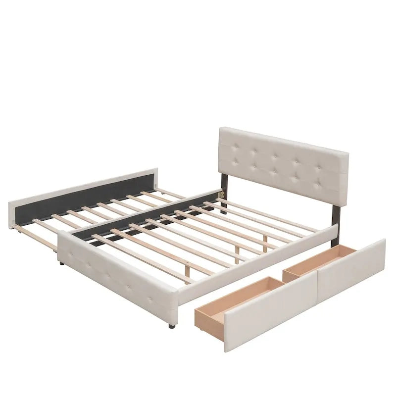 Lit plateforme en tissu de lin