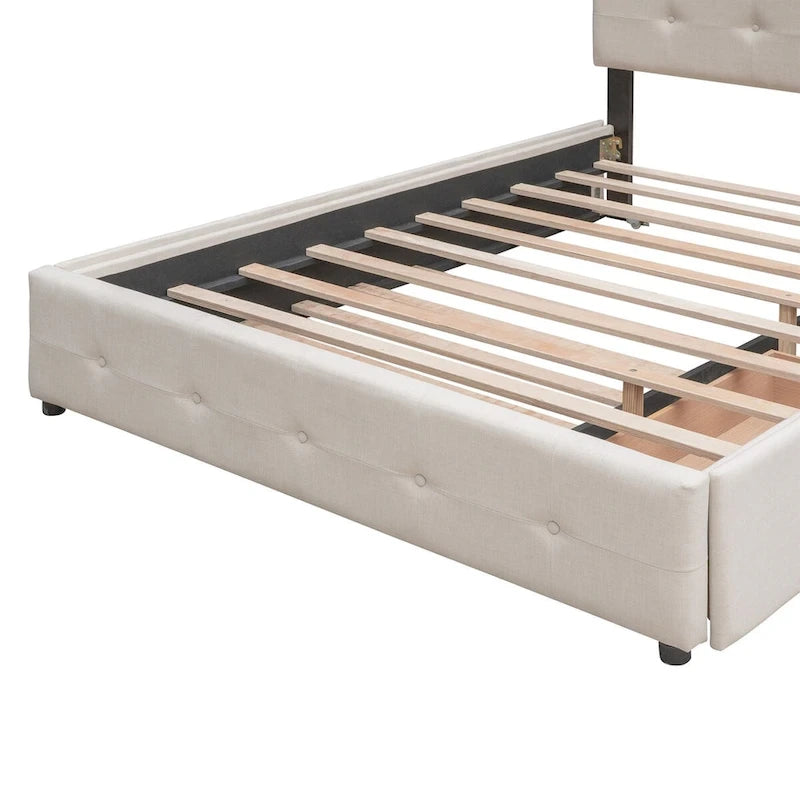 Lit plateforme en tissu de lin