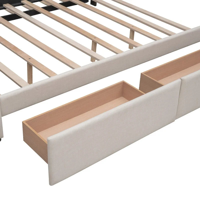 Lit plateforme en tissu de lin
