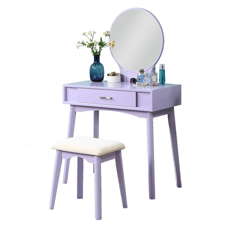Coiffeuse et tabouret en bois contemporains