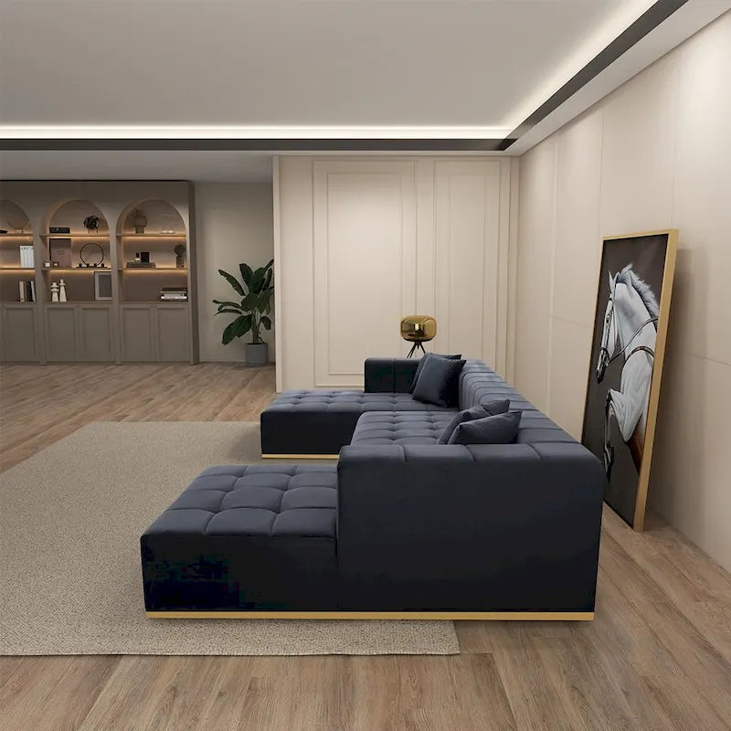 Canapé d'angle en U 3 places en velours