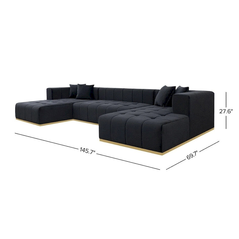 Canapé d'angle en U 3 places en velours