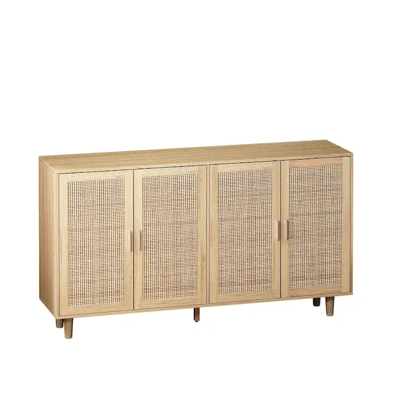 Meuble de rangement décoratif en rotin à 4 portes