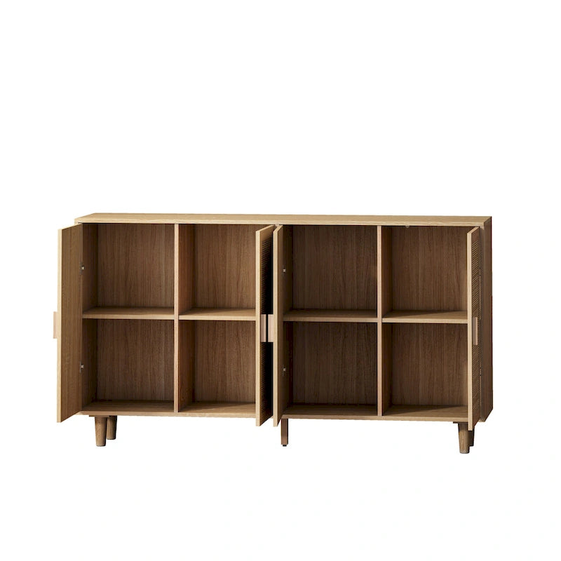 Meuble de rangement décoratif en rotin à 4 portes