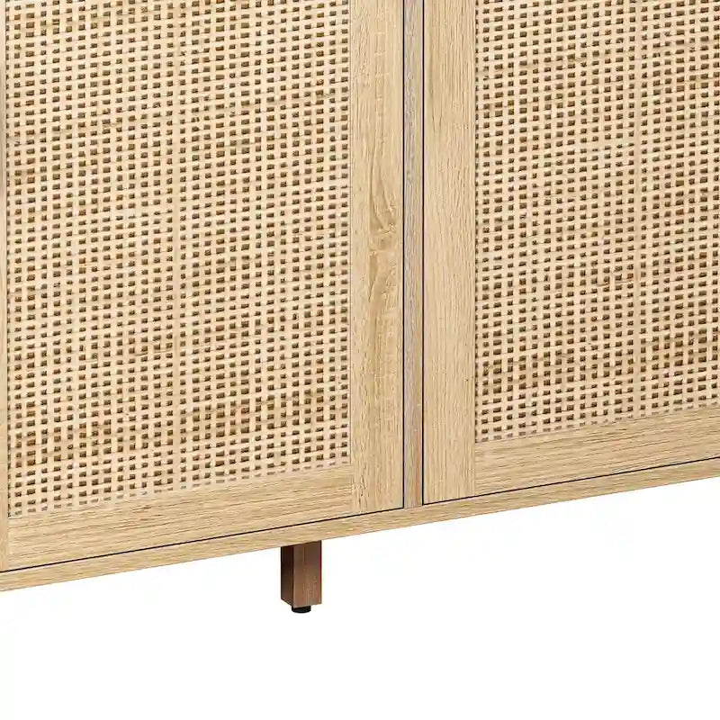 Meuble de rangement décoratif en rotin à 4 portes