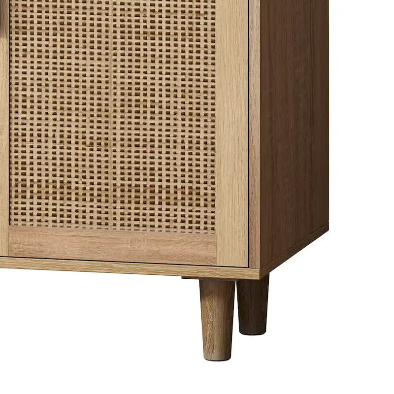 Meuble de rangement décoratif en rotin à 4 portes
