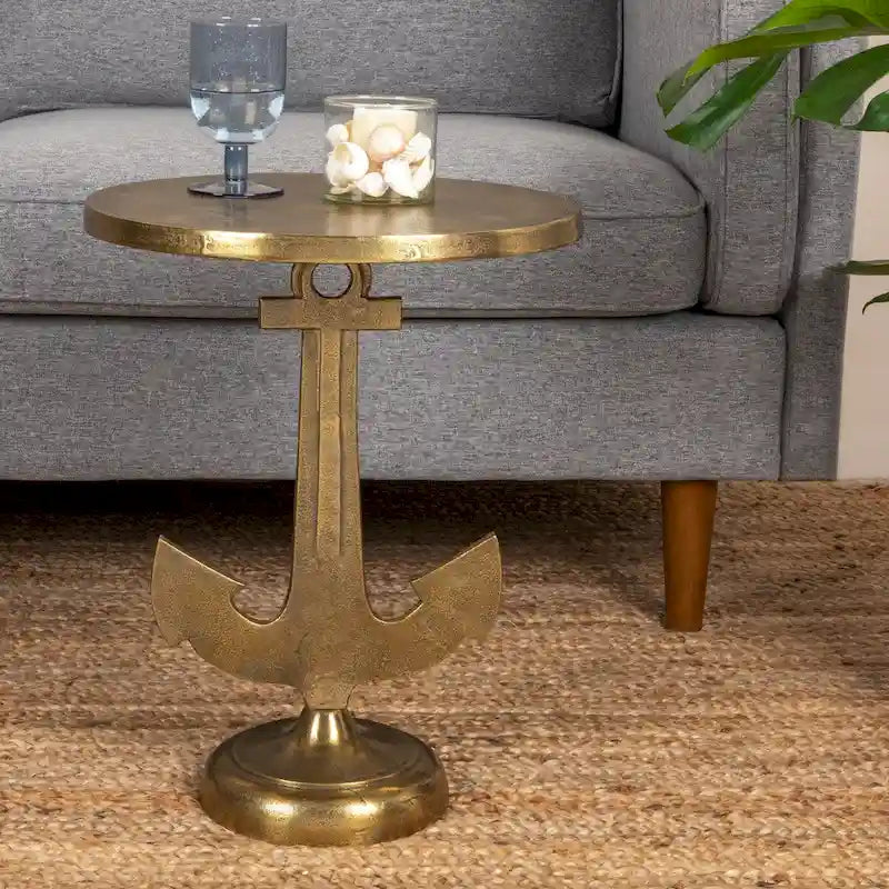 Table d'appoint nautique avec pied ancre