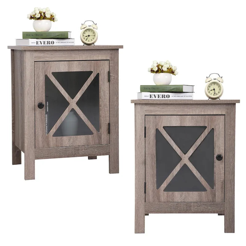 Table de chevet industrielle avec porte