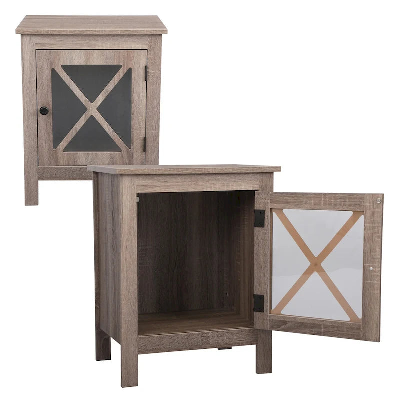 Table de chevet industrielle avec porte