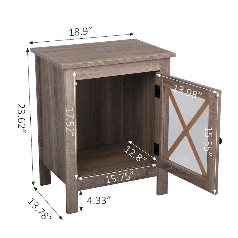 Table de chevet industrielle avec porte