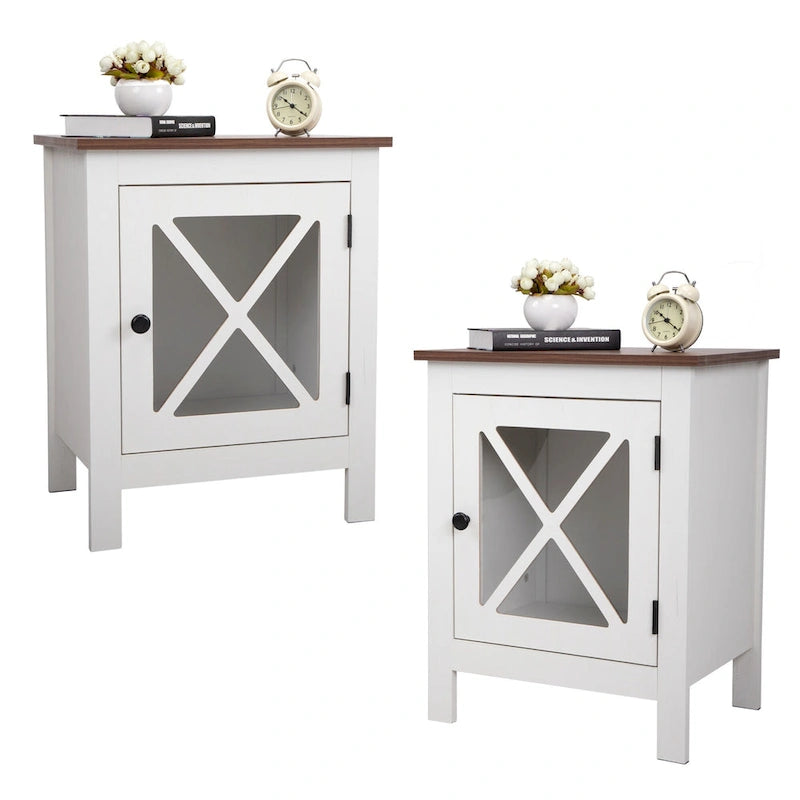 Table de chevet industrielle avec porte