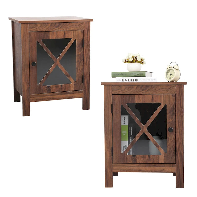 Table de chevet industrielle avec porte