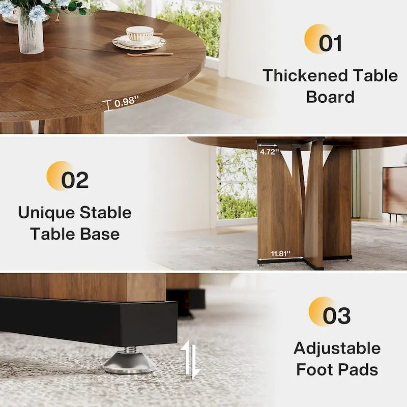Table à manger ronde pour cuisine et salle à manger