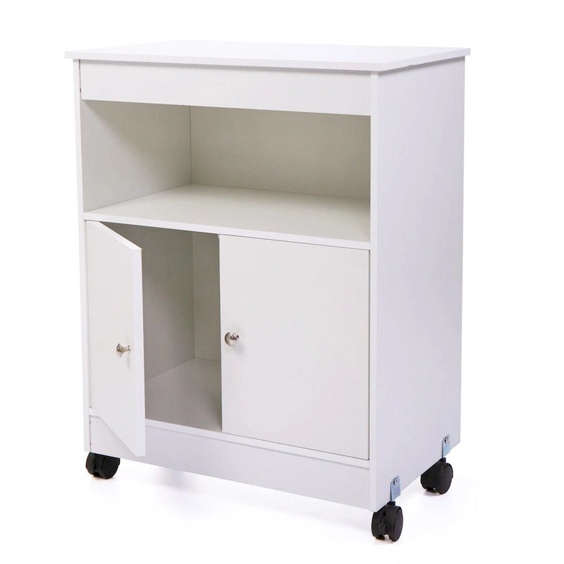 Meuble de rangement blanc pour micro-ondes avec roulettes universelles - 24*14.6*30.8