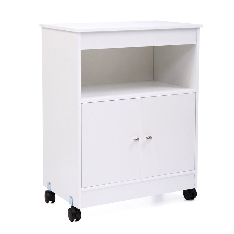 Meuble de rangement blanc pour micro-ondes avec roulettes universelles - 24*14.6*30.8
