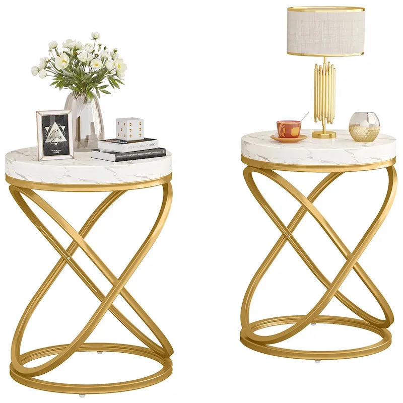 Table d'appoint ronde avec piètement métallique