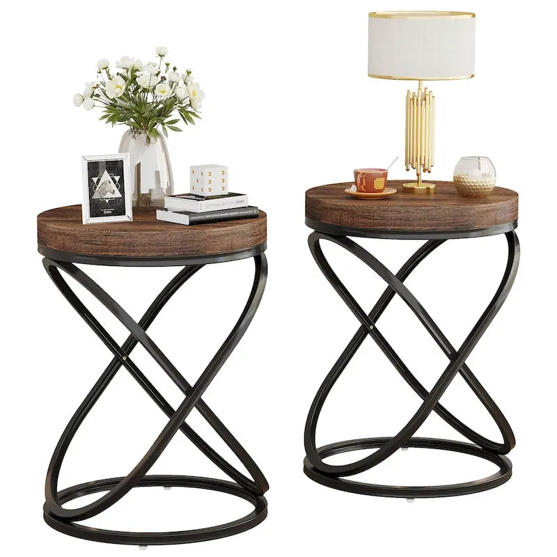 Table d'appoint ronde avec piètement métallique