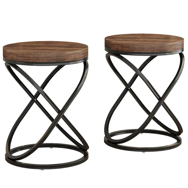 Table d'appoint ronde avec piètement métallique