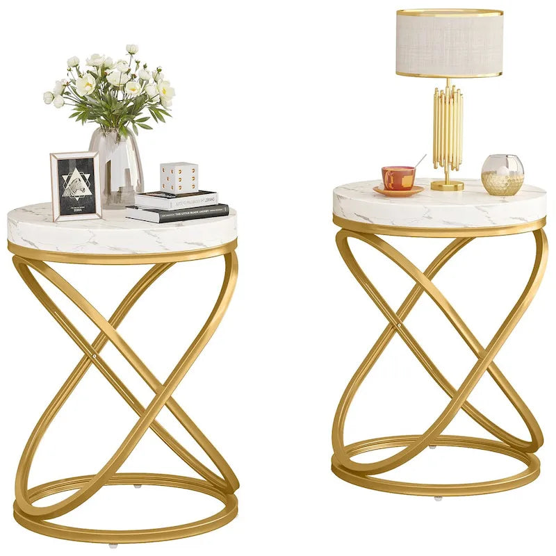 Table d'appoint ronde avec piètement métallique