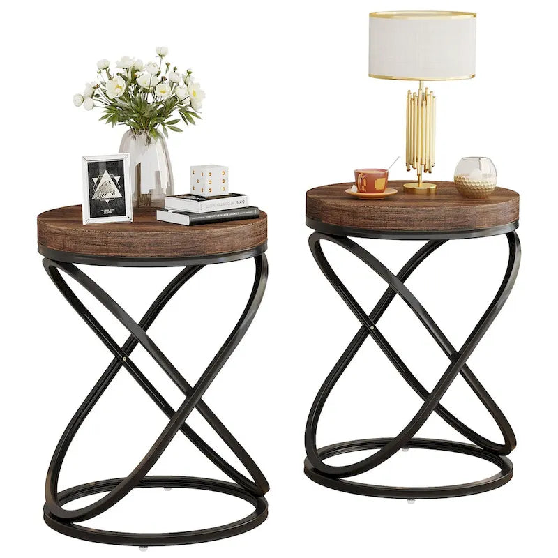 Table d'appoint ronde avec piètement métallique