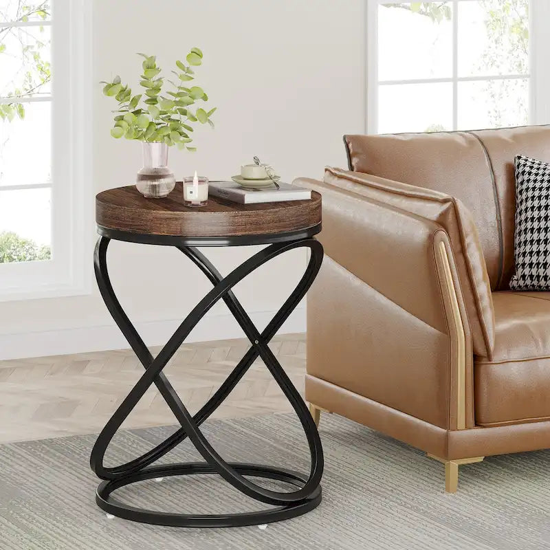 Table d'appoint ronde avec piètement métallique