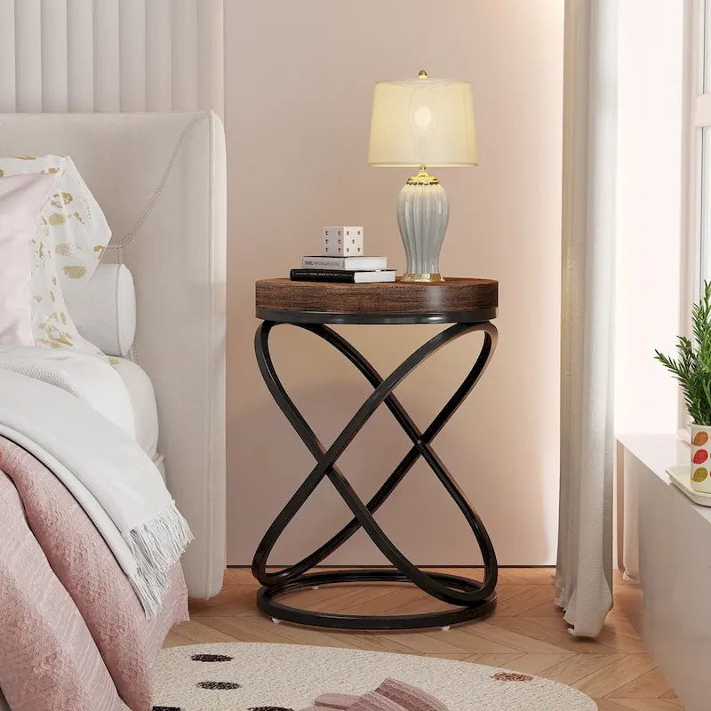 Table d'appoint ronde avec piètement métallique