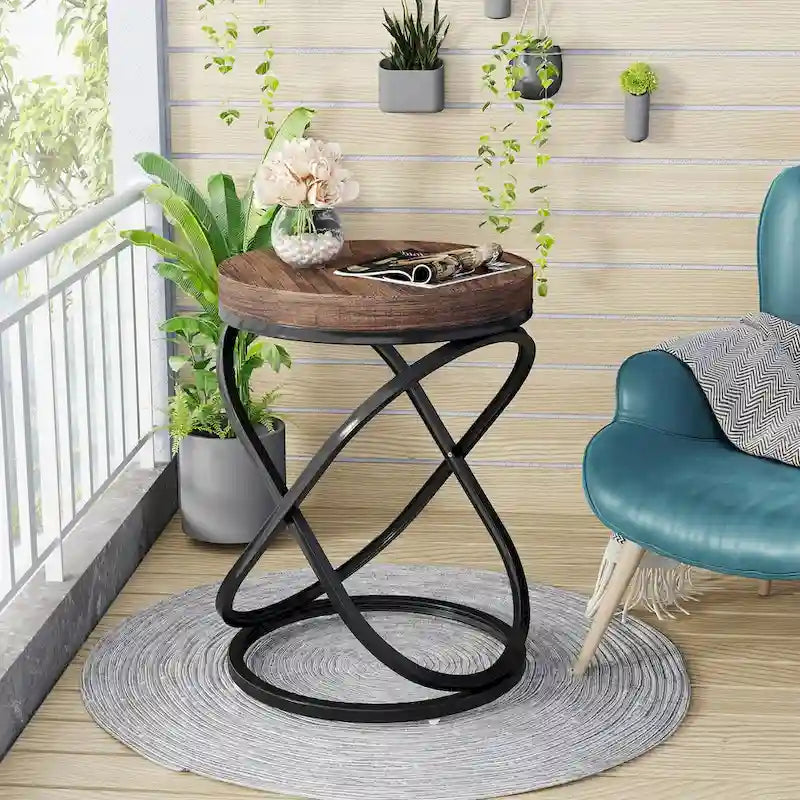 Table d'appoint ronde avec piètement métallique