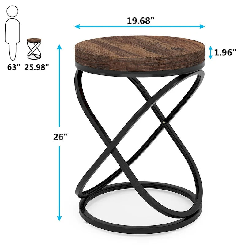 Table d'appoint ronde avec piètement métallique