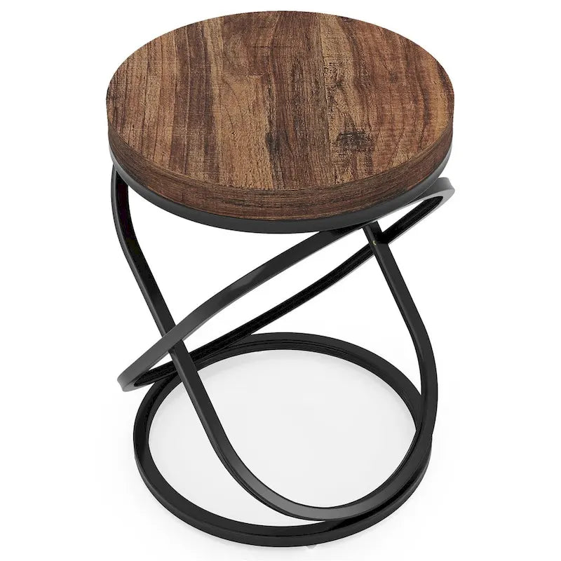 Table d'appoint ronde avec piètement métallique