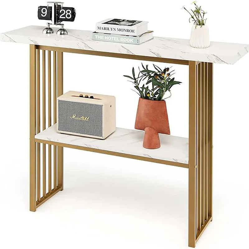 Table console 2 niveaux pour salon, table de couloir moderne pour entrée